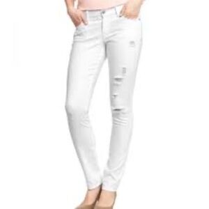 NWT White Distressed [ LONG ] Ripped Ankle Length Jeans Sz 8